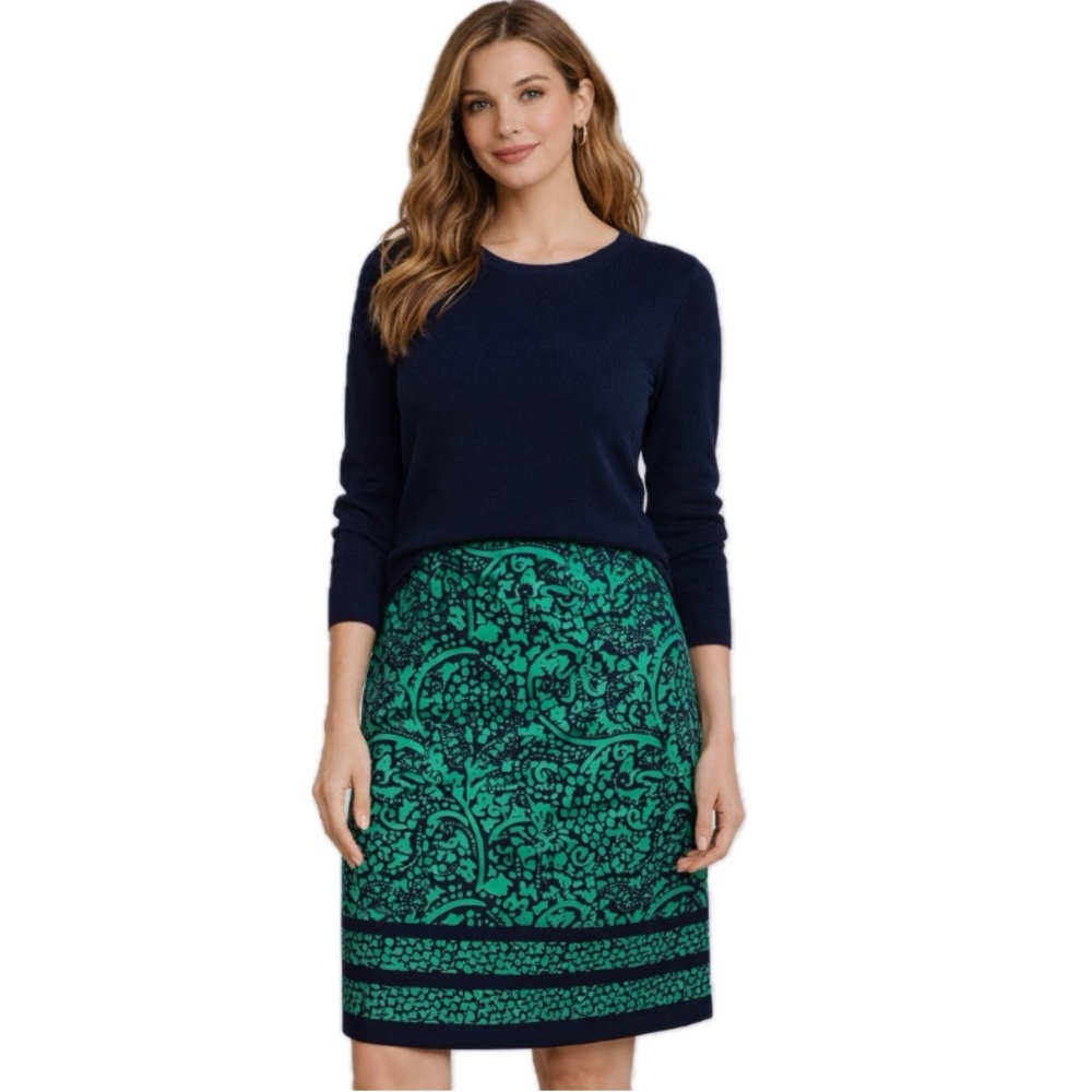 Ann Taylor Navy and Green Pencil Skirt